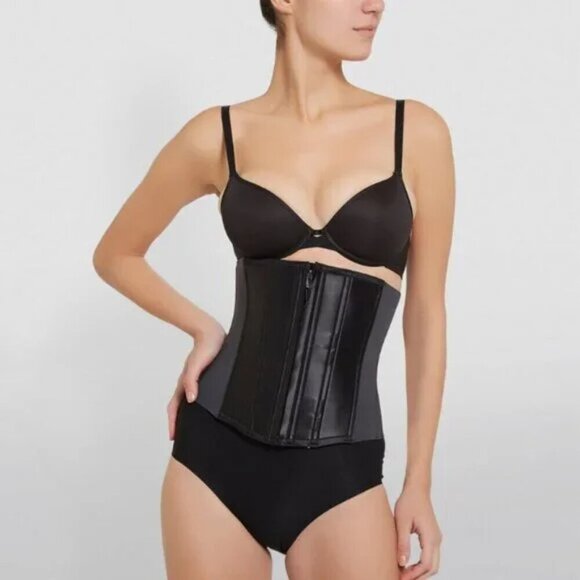 New SPANX Under Sculpture Corset Waist Shaper Very Black 10212R Large NWT